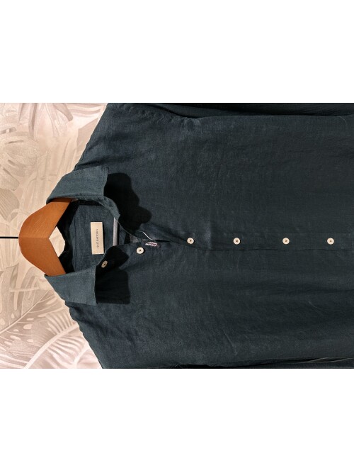 SUIT SARTORIA DARK GREEN LINEN SHIRT 6109