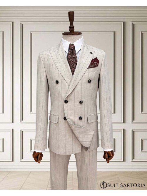 SUIT SARTORIA DOUBLE-BREASTED BEIGE SUIT 2002/48