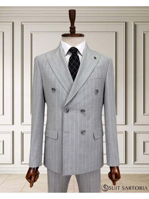 SUIT SARTORIA KRUVAZE ÇİZGİLİ AÇIK GRİ TAKIM 2002/48
