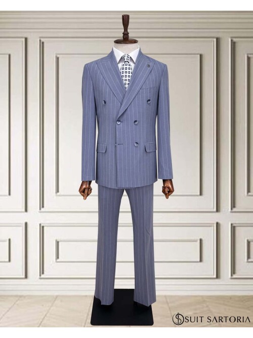 SUIT SARTORIA KRUVAZE ÇİZGİLİ AÇIK MAVİ TAKIM 2002/48