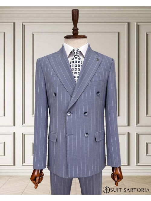 SUIT SARTORIA KRUVAZE ÇİZGİLİ AÇIK MAVİ TAKIM 2002/48