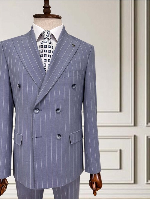 SUIT SARTORIA KRUVAZE ÇİZGİLİ AÇIK MAVİ TAKIM 2002/48