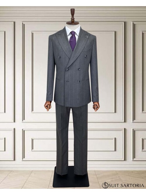 SUIT SARTORIA KRUVAZE ÇİZGİLİ GRİ TAKIM ELBİSE 252098