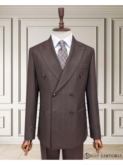 SUIT SARTORIA KRUVAZE ÇİZGİLİ KAHVERENGİ TAKIM ELBİSE 252098