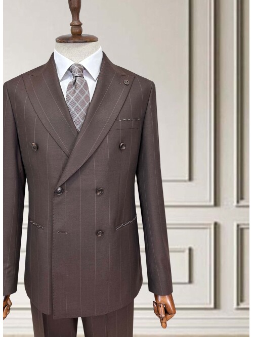 SUIT SARTORIA KRUVAZE ÇİZGİLİ KAHVERENGİ TAKIM ELBİSE 252098