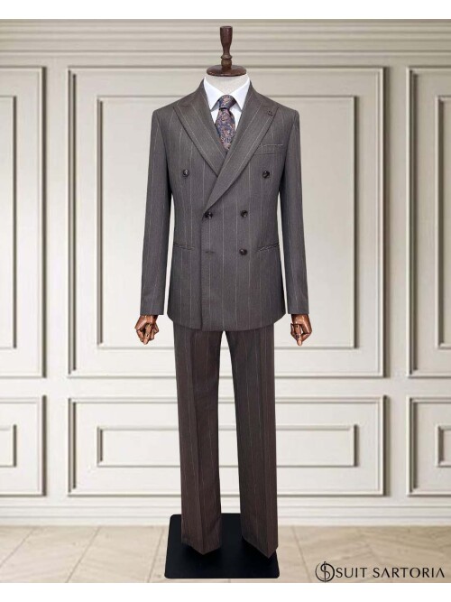 SUIT SARTORIA KRUVAZE ÇİZGİLİ KAHVERENGİ TAKIM ELBİSE 252098