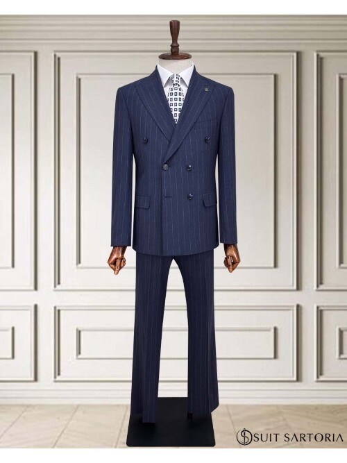 SUIT SARTORIA KRUVAZE ÇİZGİLİ MAVİ TAKIM 2002/48