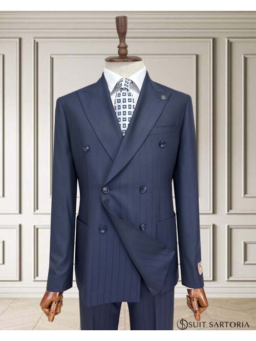 SUIT SARTORIA LACİVERT ÇİZGİLİ KRUVAZE TAKIM 252101