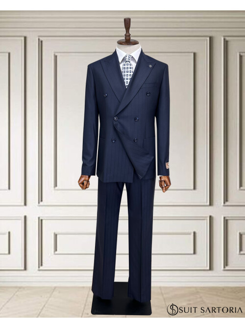 SUIT SARTORIA LACİVERT ÇİZGİLİ KRUVAZE TAKIM 252101