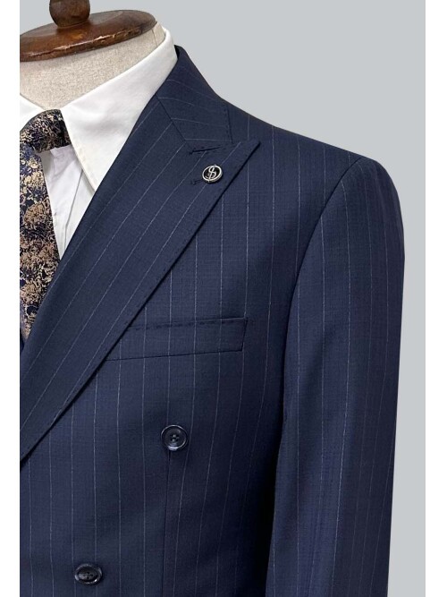 SUIT SARTORIA NAVY BLUE STRIPED DOUBLE-BREASTED SUIT 2002/49