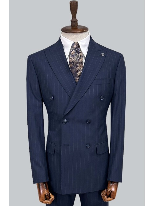 SUIT SARTORIA NAVY BLUE STRIPED DOUBLE-BREASTED SUIT 2002/49