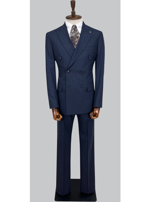 SUIT SARTORIA NAVY BLUE STRIPED DOUBLE-BREASTED SUIT 2002/49