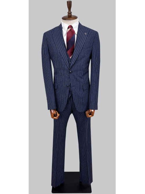 SUIT SARTORIA LACİVERT ÇİZGİLİ YELEKLİ TAKIM ELBİSE 2320