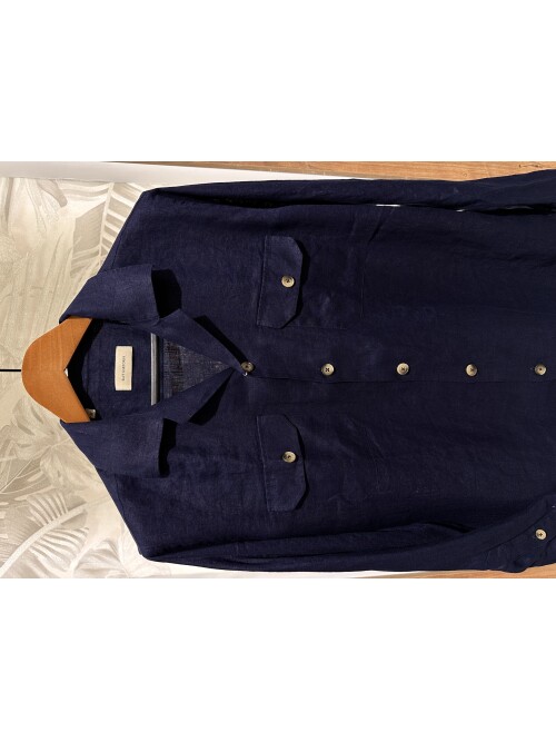 SUIT SARTORIA NAVY BLUE LINEN SHIRT 6108