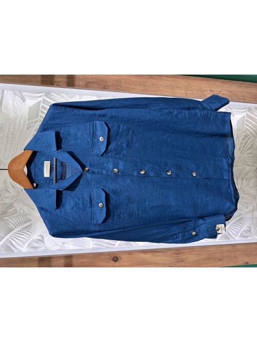 SUIT SARTORIA NAVY BLUE LINEN SHIRT 6108