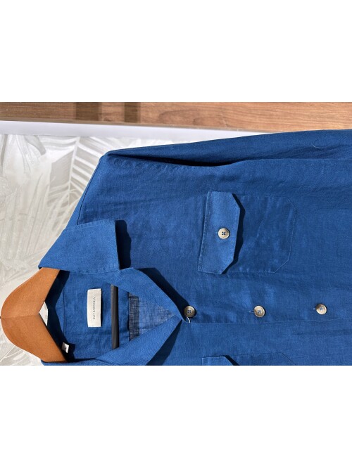 SUIT SARTORIA NAVY BLUE LINEN SHIRT 6108