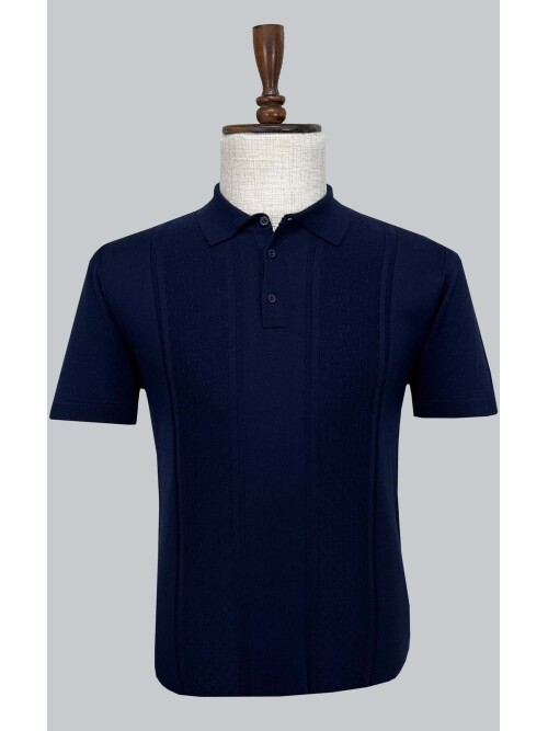 SUIT SARTORIA NAVY BLUE SHORT SLEEVE KNITWEAR T-SHIRT 9031