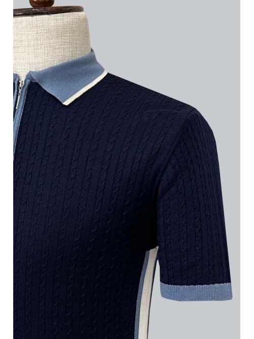 SUIT SARTORIA NAVY BLUE SHORT SLEEVE KNITWEAR T-SHIRT 9032