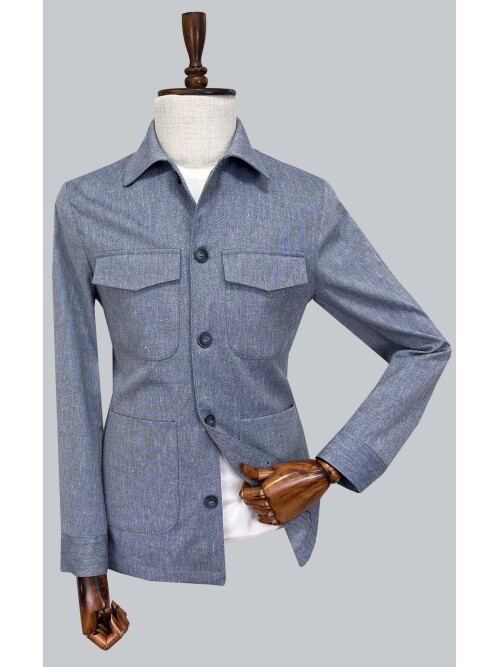 SUIT SARTORIA MAVİ 4 CEPLİ KETEN CEKET 4622