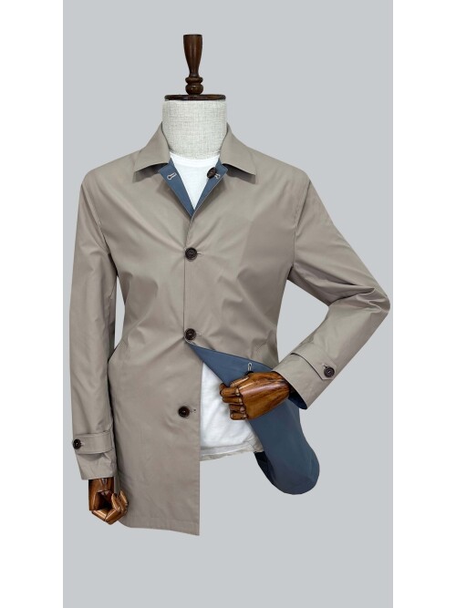 SUIT SARTORIA BLUE/BEIGE DOUBLE-SIDED TRENCH COAT 8501