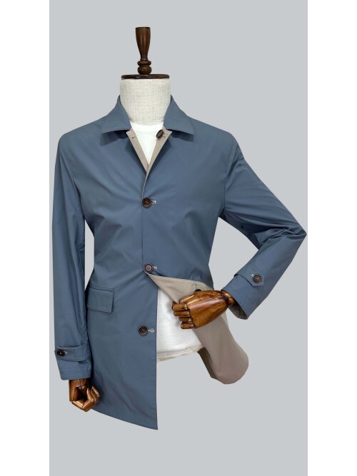 SUIT SARTORIA BLUE/BEIGE DOUBLE-SIDED TRENCH COAT 8501