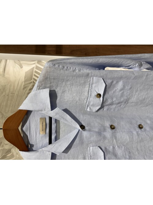 SUIT SARTORIA BLUE LINEN SHIRT 6108