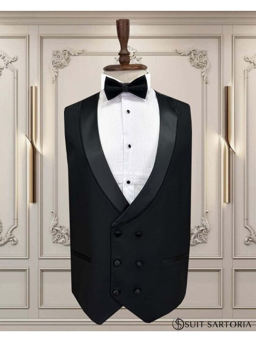 SUIT SARTORIA BLACK BIG SIZE TURN-ON COLLAR GROOM SUIT 5539