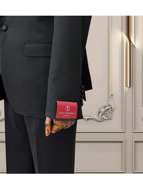 SUIT SARTORIA BLACK BIG SIZE TURN-ON COLLAR GROOM SUIT 5539