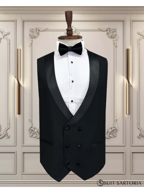 SUIT SARTORIA BLACK BIG SIZE REMOVABLE LAPEL TUXEDO 5539