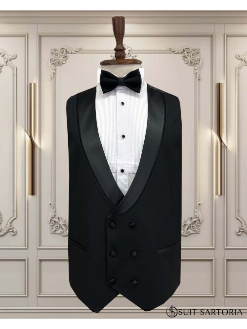 SUIT SARTORIA BLACK BIG SIZE REMOVABLE LAPEL TUXEDO 5539