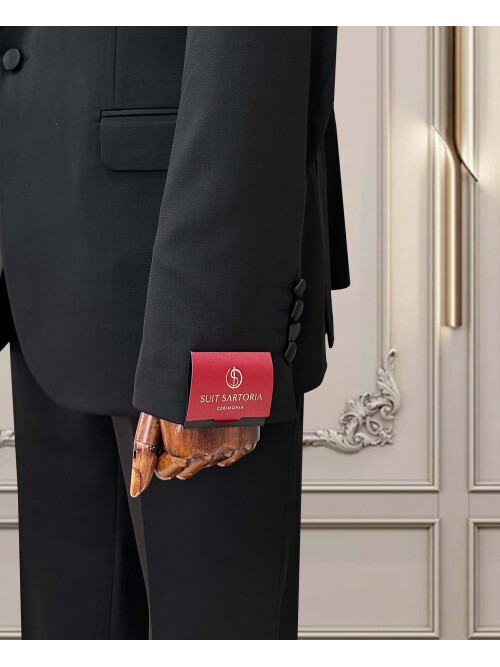 SUIT SARTORIA BLACK BIG SIZE REMOVABLE LAPEL TUXEDO 5539