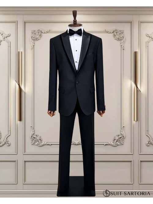 SUIT SARTORIA BLACK BIG SIZE REMOVABLE LAPEL TUXEDO 5539