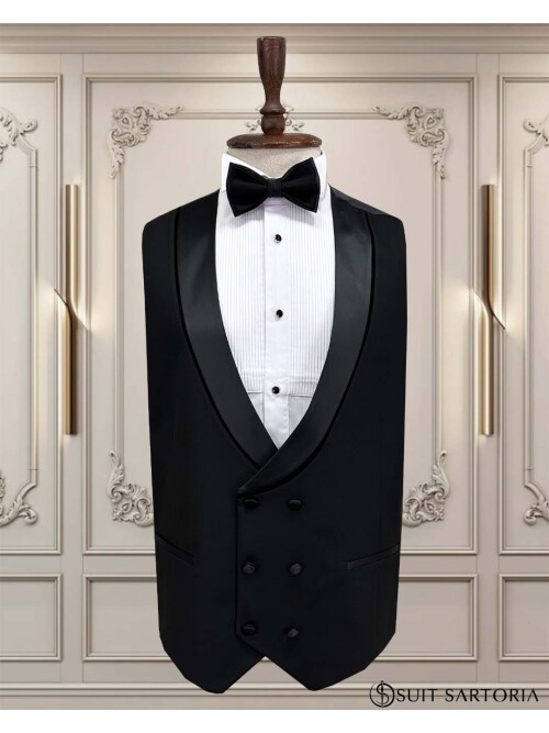 SUIT SARTORIA BLACK BIG SIZE REMOVABLE LAPEL TUXEDO 5539