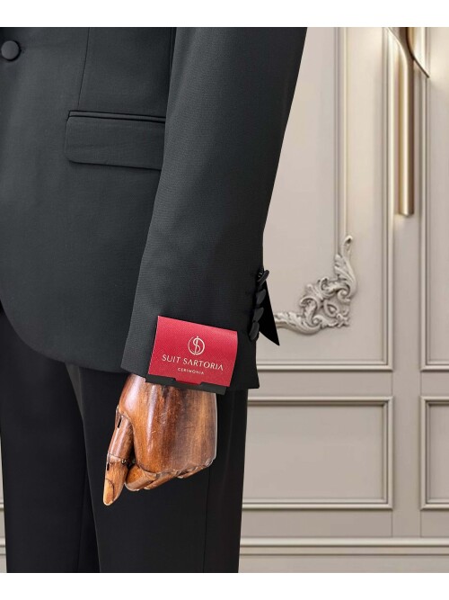 SUIT SARTORIA SİYAH ÇIKMA ŞAL YAKA DAMATLIK 5062