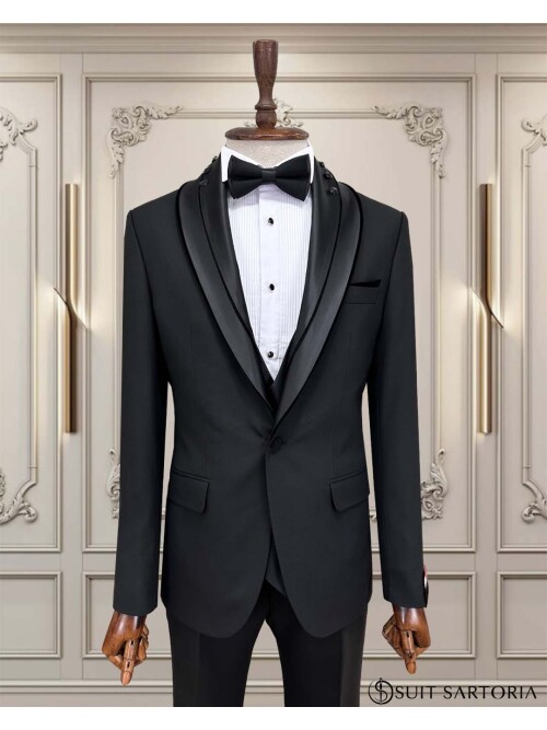 SUIT SARTORIA BLACK SHAWL COLLAR TUXEDO 5062