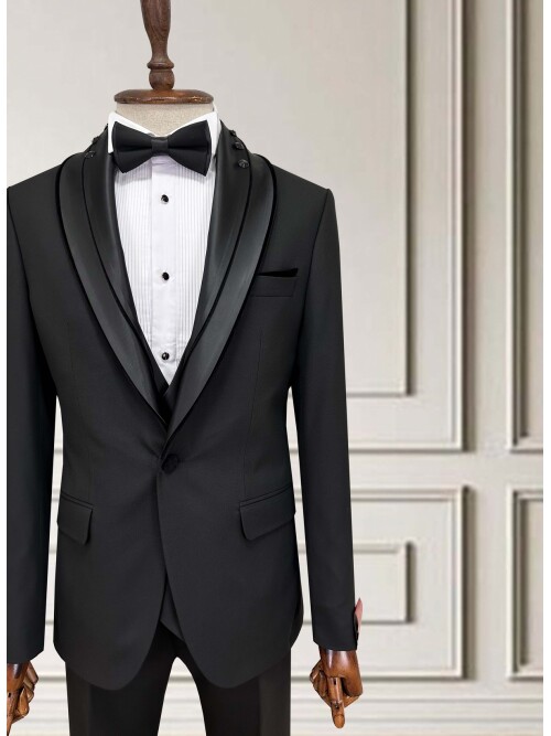 SUIT SARTORIA BLACK SHAWL COLLAR TUXEDO 5062