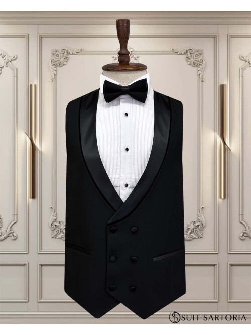 SUIT SARTORIA SİYAH ÇIKMA ŞAL YAKA DAMATLIK 5062