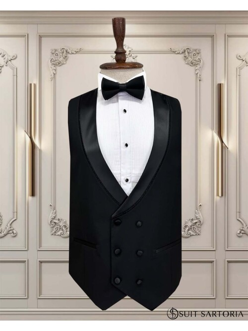 SUIT SARTORIA REMOVABLE LAPEL BLACK TUXEDO 5062
