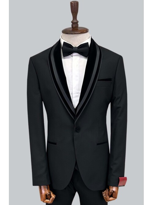 SUIT SARTORIA BLACK SHAWL COLLAR TUXEDO 5374