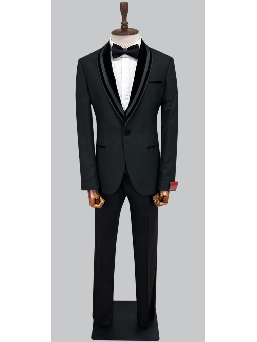 SUIT SARTORIA BLACK SHAWL COLLAR TUXEDO 5374