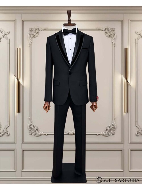 SUIT SARTORIA BLACK REMOVABLE LAPEL TUXEDO 5062