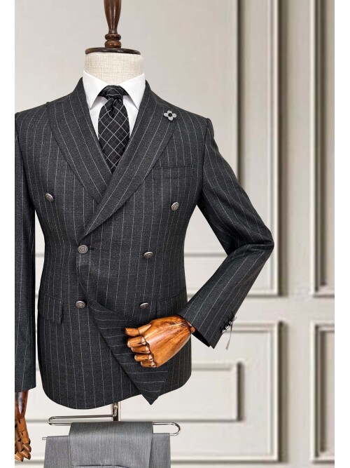SUIT SARTORIA SİYAH ÇİZGİLİ KRUVAZE TAKIM ELBİSE 252099