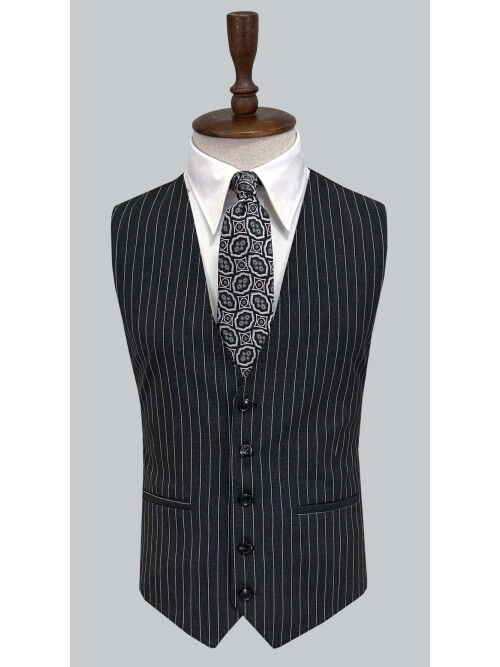 SUIT SARTORIA SİYAH ÇİZGİLİ YELEKLİ TAKIM ELBİSE 2320