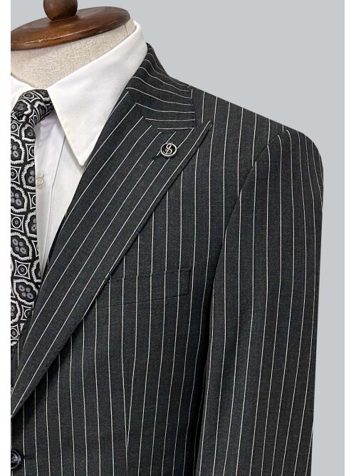 SUIT SARTORIA SİYAH ÇİZGİLİ YELEKLİ TAKIM ELBİSE 2320