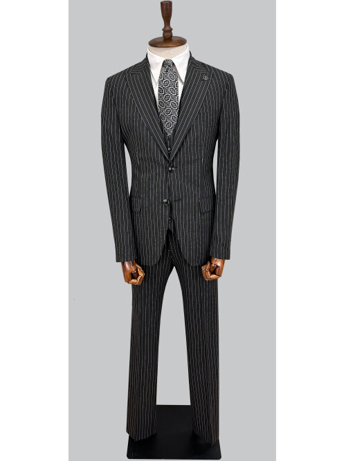 SUIT SARTORIA SİYAH ÇİZGİLİ YELEKLİ TAKIM ELBİSE 2320