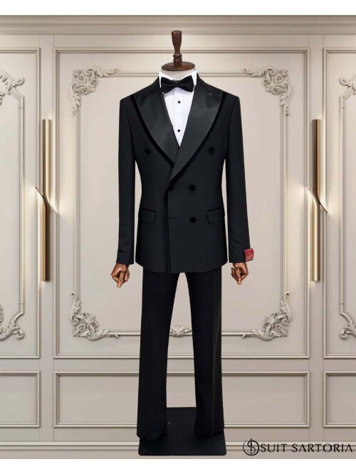 SUIT SARTORIA BLACK DOUBLE-BREASTED TUXEDO 5711