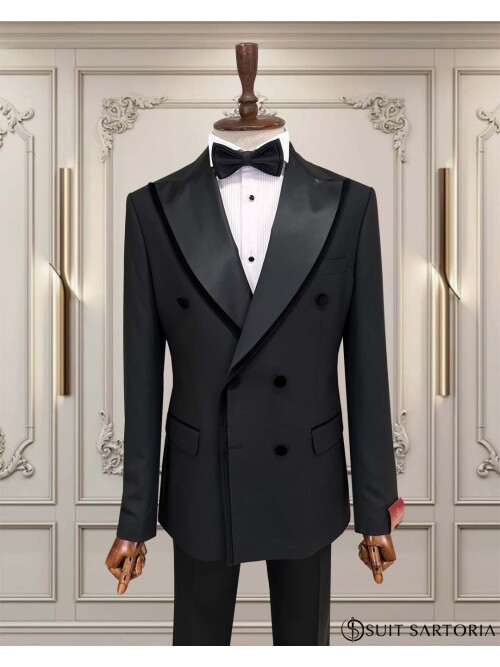 SUIT SARTORIA BLACK DOUBLE-BREASTED TUXEDO 5711