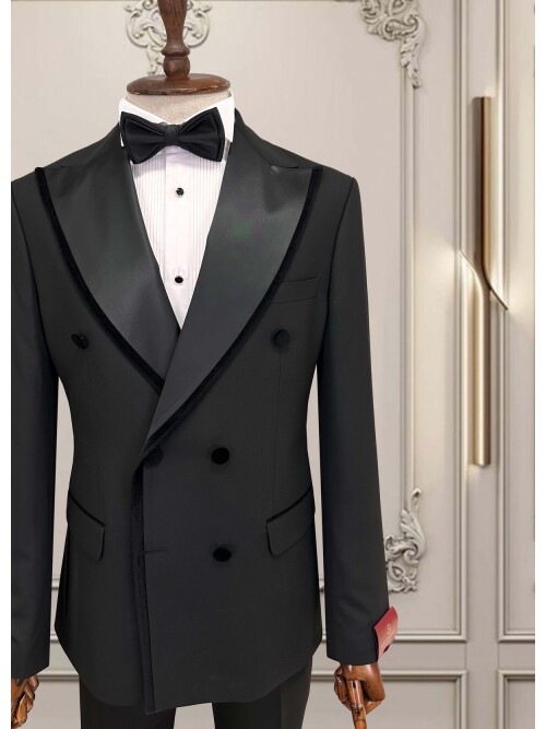 SUIT SARTORIA BLACK DOUBLE-BREASTED TUXEDO 5711