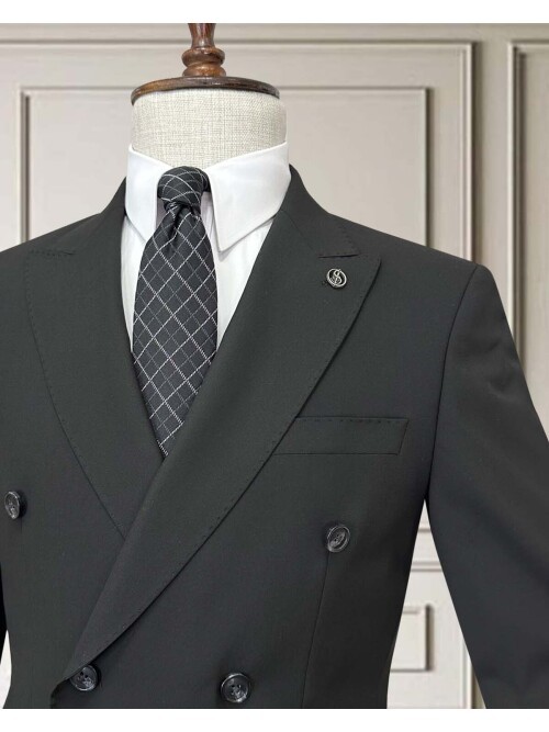 Black Pinstripe Double-Breasted Men’s Suit