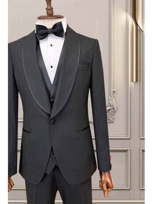 SUIT SARTORIA BLACK SHAWL LAPEL TUXEDO 5645